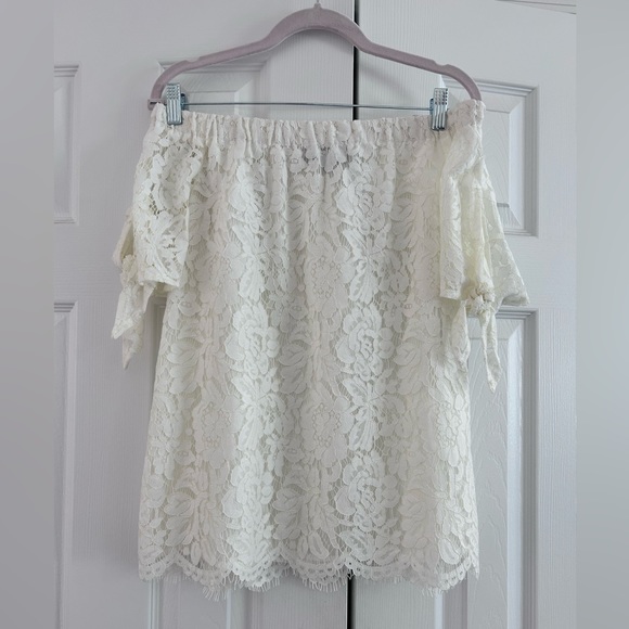 Lulu’s “Ethereal View” Ivory Lace Off-the-Shoulder Top - Picture 2 of 6